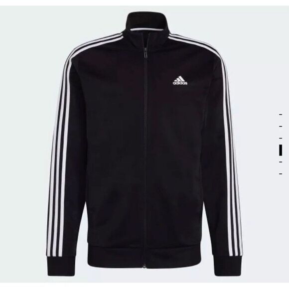 Adidas Essentials Warm-Up 3-Stripes Track Jacket Size 3XL Tall Black White - Picture 2 of 2